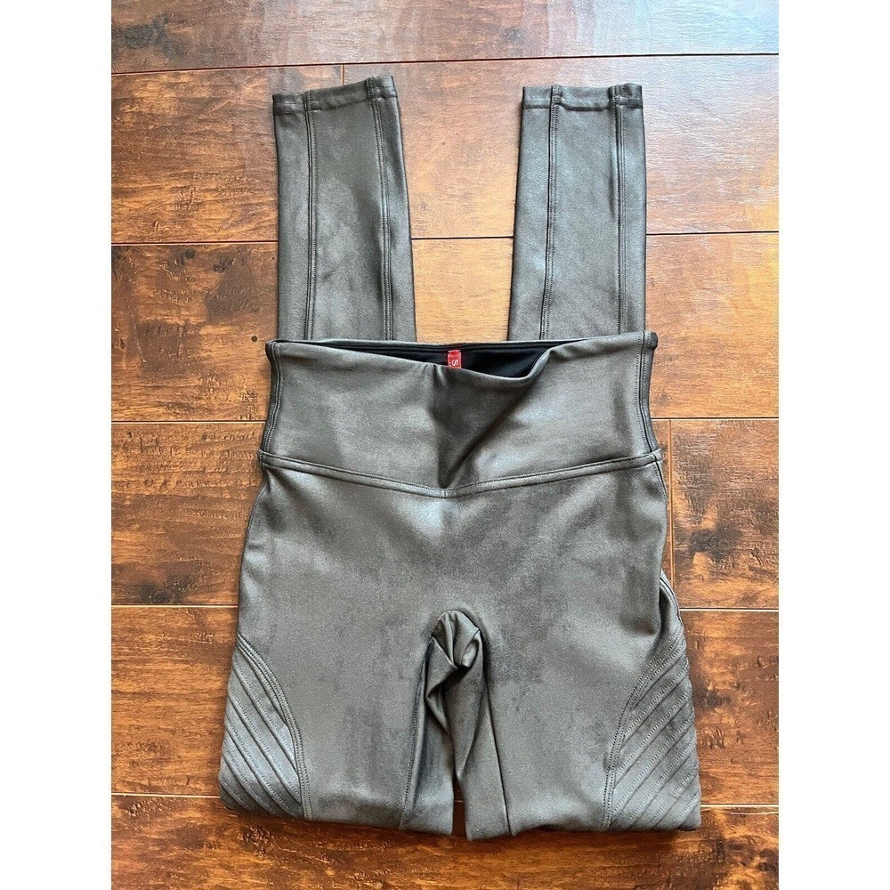 Spanx WOmens Grey Moto Pull On Casual Stretch Fuax Legging Size XS